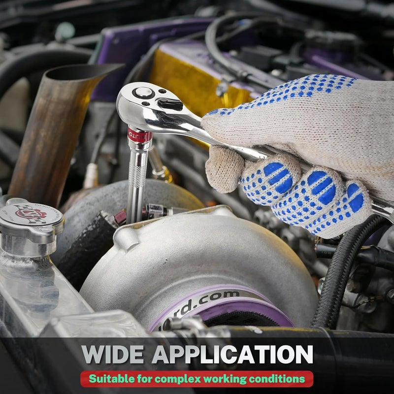 BILITOOLS Wobble Extension Set, 9 PCS 1/4", 3/8" and 1/2" Drive Ratchet Extension Set Flexible, Cr-V Steel - Image 2